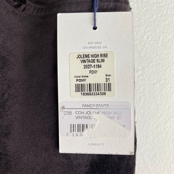 NWT Citizens of Humanity Jolene Velvet Pants Size 31 Pony Brown High Rise Slim - Picture 11 of 16